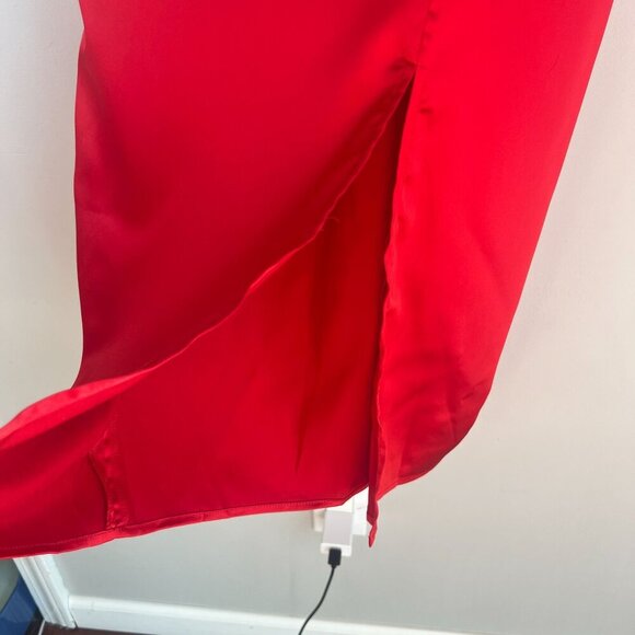 Vici Womens Midi Satin Floral Knot Draped Skirt SMALL in Red - Picture 5 of 9